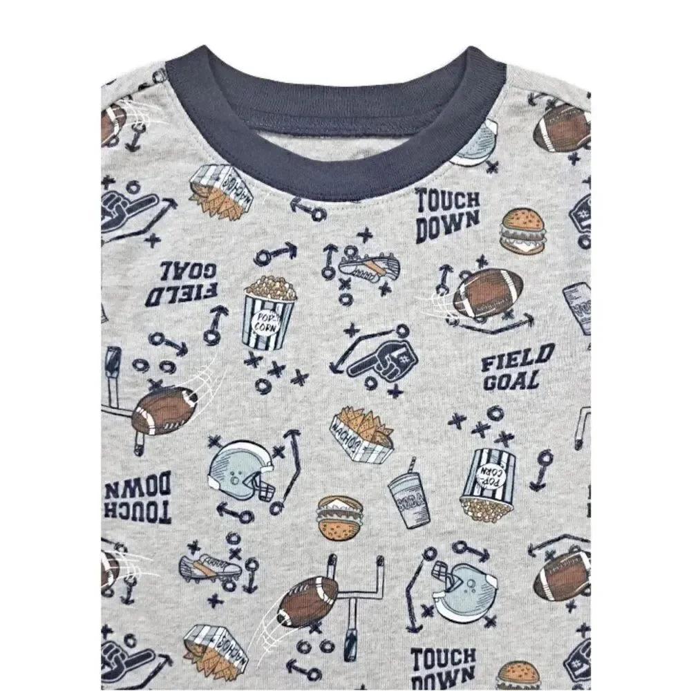 Baby Boy Football Cotton Long Sleeve Tight Fit Pajamas 2-Piece Set Size 12M